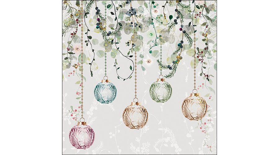 AMB.33319995 Floral Christmas grey papírszalvéta 33x33cm