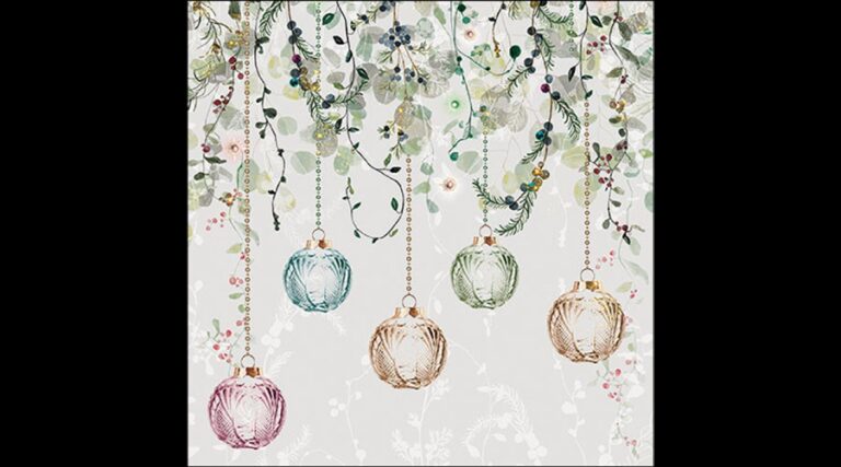 AMB.33319995 Floral Christmas grey papírszalvéta 33x33cm