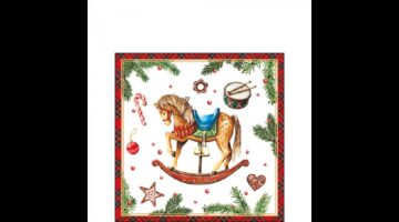 AMB.32520040 Classic rocking horse white papírszalvéta 25x25cm