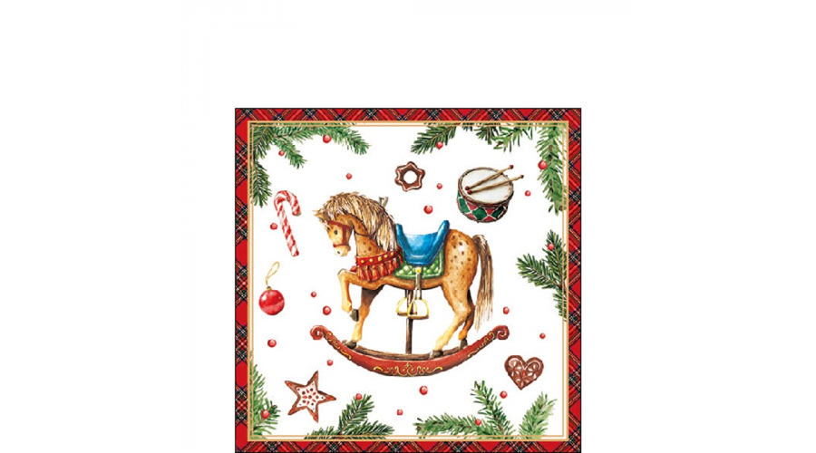 AMB.32520040 Classic rocking horse white papírszalvéta 25x25cm