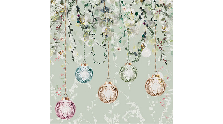 AMB.33319996 Floral Christmas green papírszalvéta 33x33cm