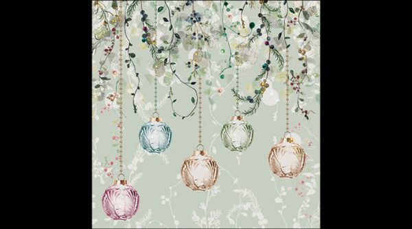 AMB.33319996 Floral Christmas green papírszalvéta 33x33cm