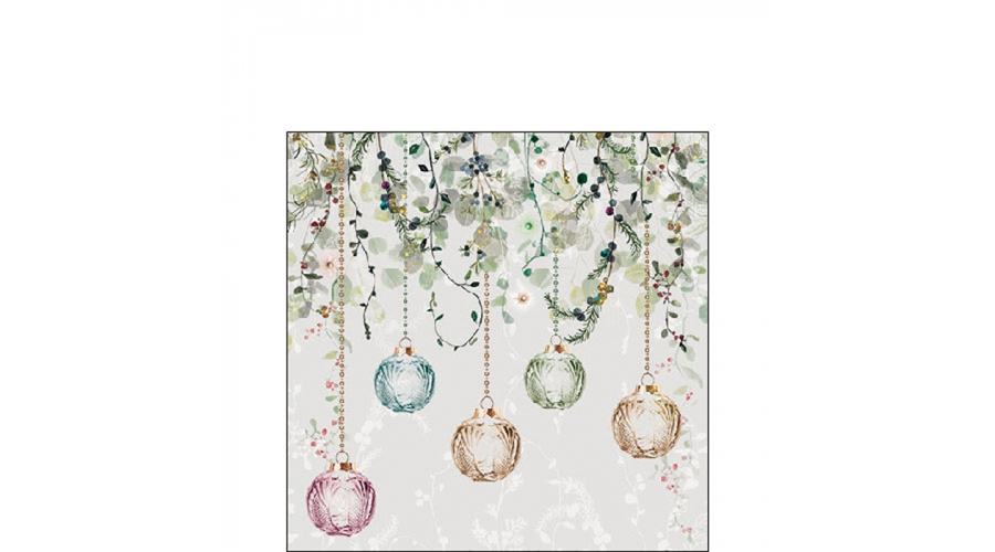 AMB.32519995 Floral Christmas grey papírszalvéta 25x25cm