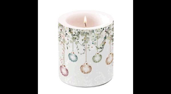 AMB.39319995 Floral Christmas grey átvilágítós gyertya 10x10xcm