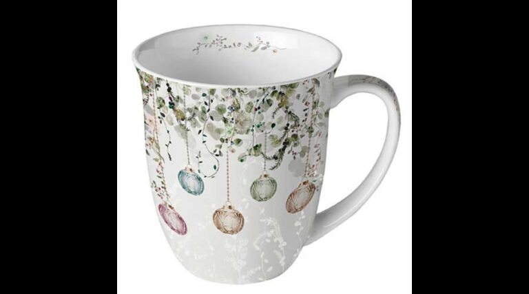 AMB.38419995 Floral Christmas grey porcelánbögre 0