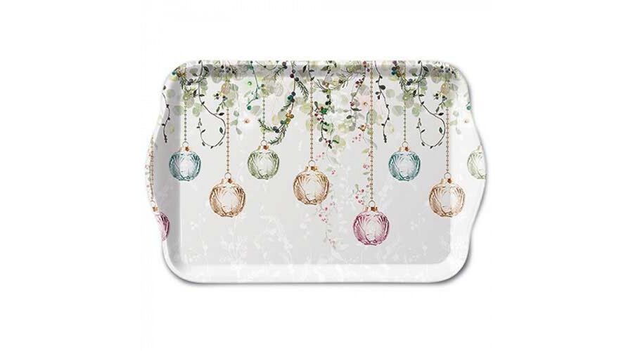 AMB.33719995 Floral Christmas grey műanyag kistálca 13x21cm