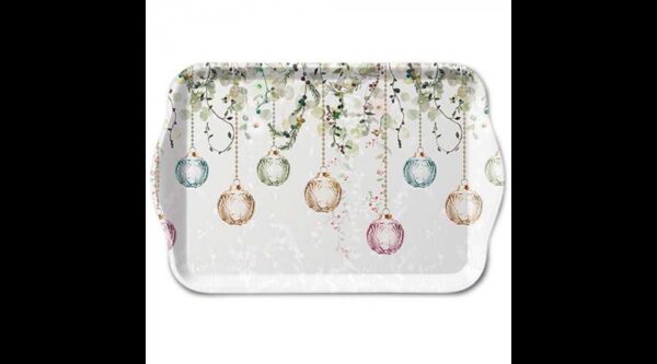 AMB.33719995 Floral Christmas grey műanyag kistálca 13x21cm