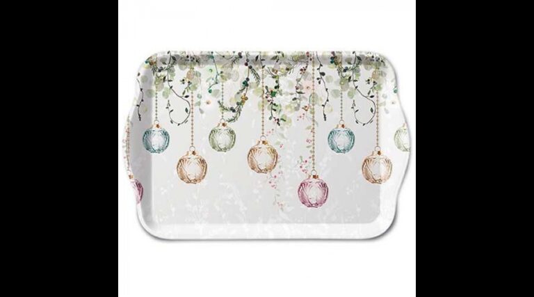 AMB.33719995 Floral Christmas grey műanyag kistálca 13x21cm