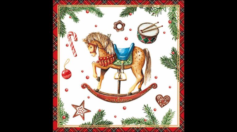 AMB.33320040 Classic rocking horse white papírszalvéta 33x33cm