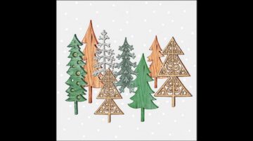 AMB.33319980 Wood carved trees grey papírszalvéta 33x33cm