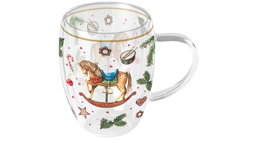 AMB.34220040 Classic rocking horse white duplafalú borosilicate üvegcsésze 0