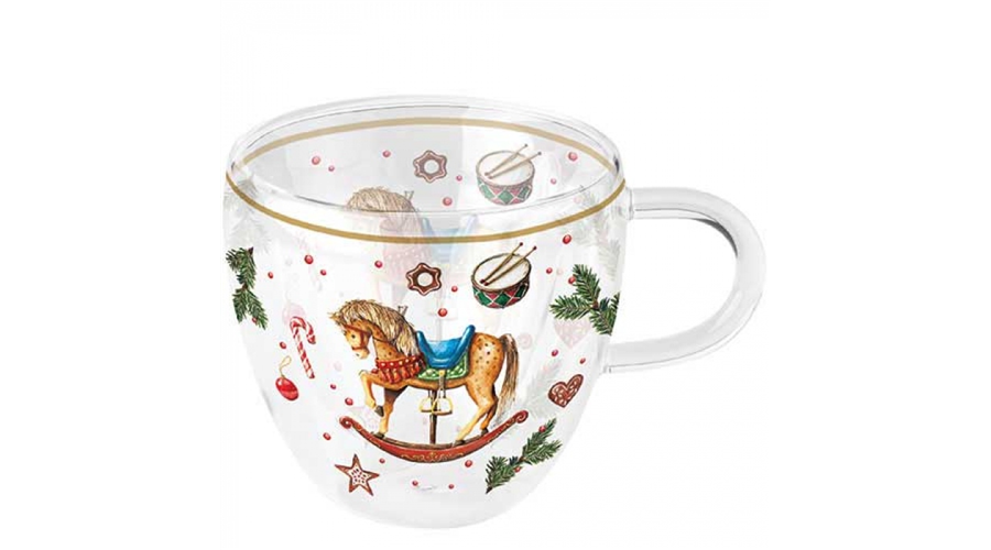 AMB.34420040 Classic rocking horse white duplafalú borosilicate üvegcsésze 0