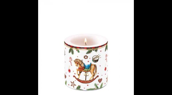 AMB.39220040 Classic rocking horse white átvilágítós gyertya 8x7