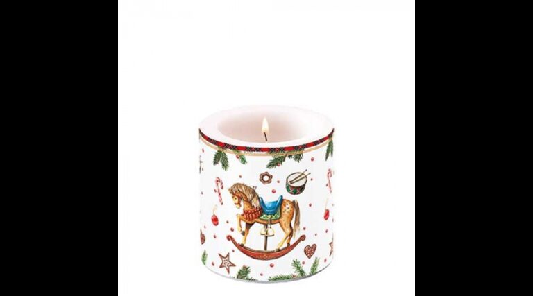 AMB.39220040 Classic rocking horse white átvilágítós gyertya 8x7