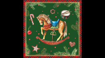 AMB.33320041 Classic rocking horse green papírszalvéta 33x33cm