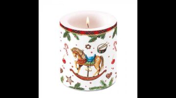 AMB.39320040 Classic rocking horse white átvilágítós gyertya 10x10xcm