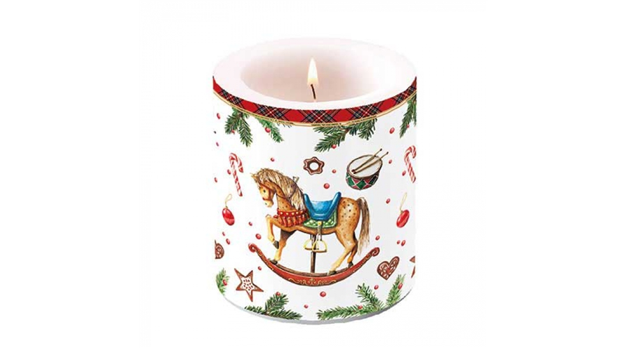 AMB.39320040 Classic rocking horse white átvilágítós gyertya 10x10xcm