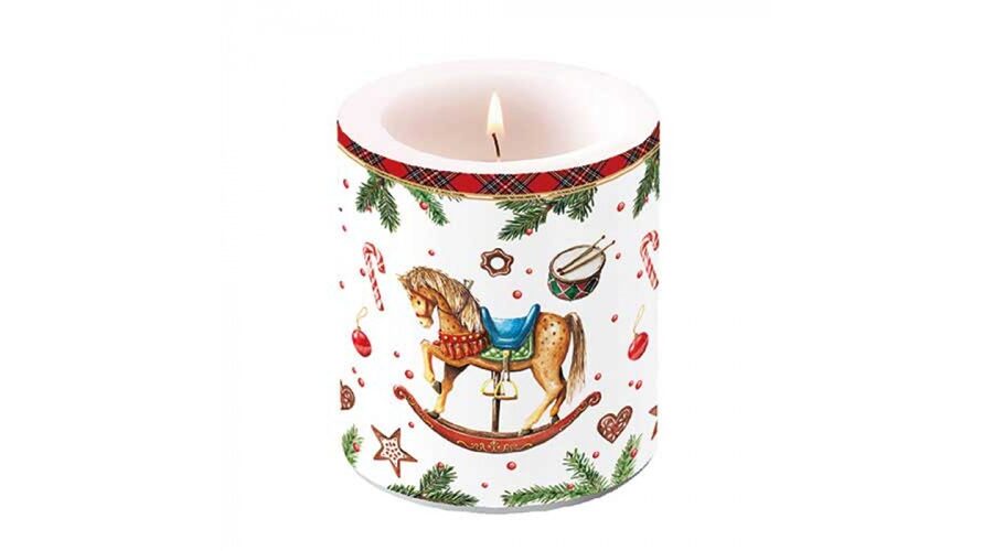 AMB.39320040 Classic rocking horse white átvilágítós gyertya 10x10xcm