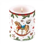 AMB.39320040 Classic rocking horse white átvilágítós gyertya 10x10xcm