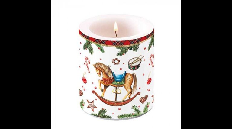 AMB.39320040 Classic rocking horse white átvilágítós gyertya 10x10xcm