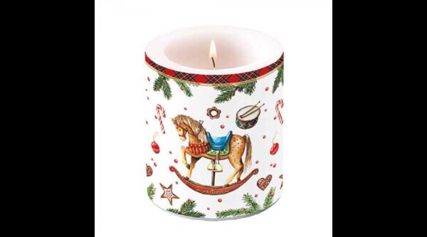 AMB.39320040 Classic rocking horse white átvilágítós gyertya 10x10xcm
