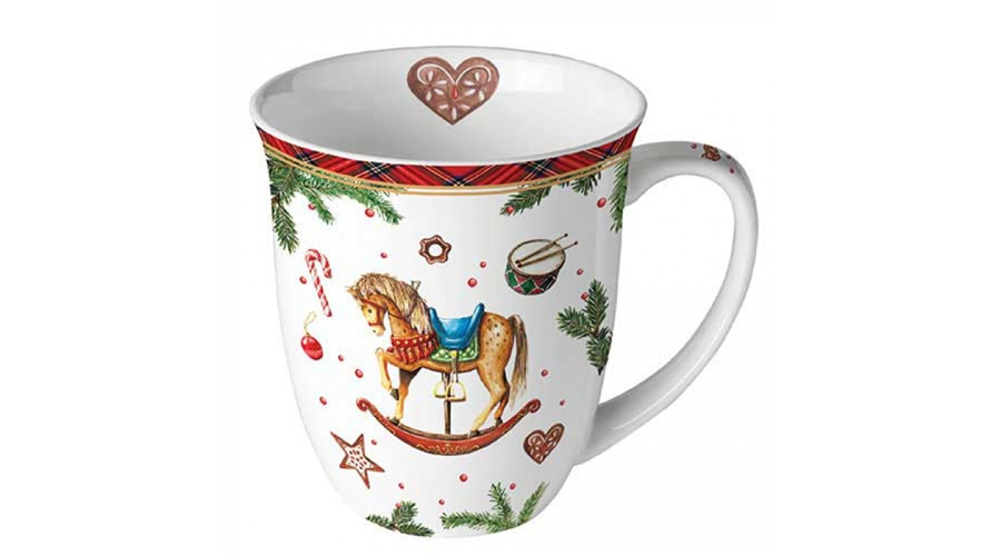 AMB.38420040 Classic rocking horse white porcelánbögre 0