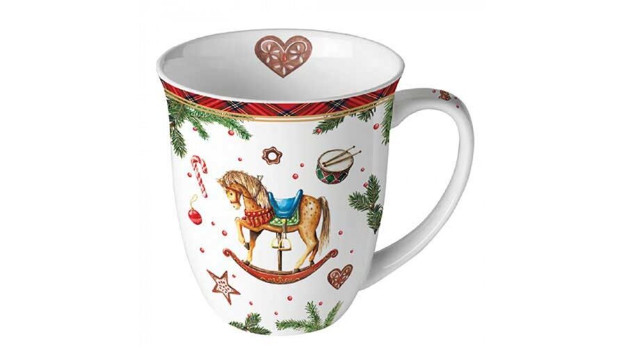 AMB.38420040 Classic rocking horse white porcelánbögre 0