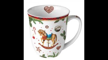 AMB.38420040 Classic rocking horse white porcelánbögre 0