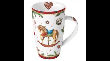 AMB.38920040 Classic rocking horse white porcelánbögre 0