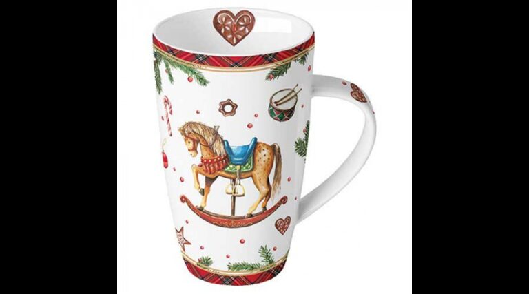 AMB.38920040 Classic rocking horse white porcelánbögre 0