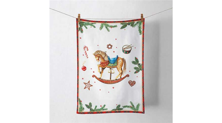AMB.37820040 Classic rocking horse white konyharuha 50x70cm