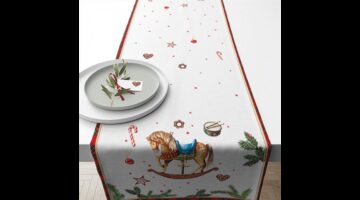 AMB.36620040 Classic rocking horse white asztali futó 40x150cm