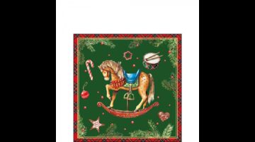 AMB.32520041 Classic rocking horse green papírszalvéta 25x25cm