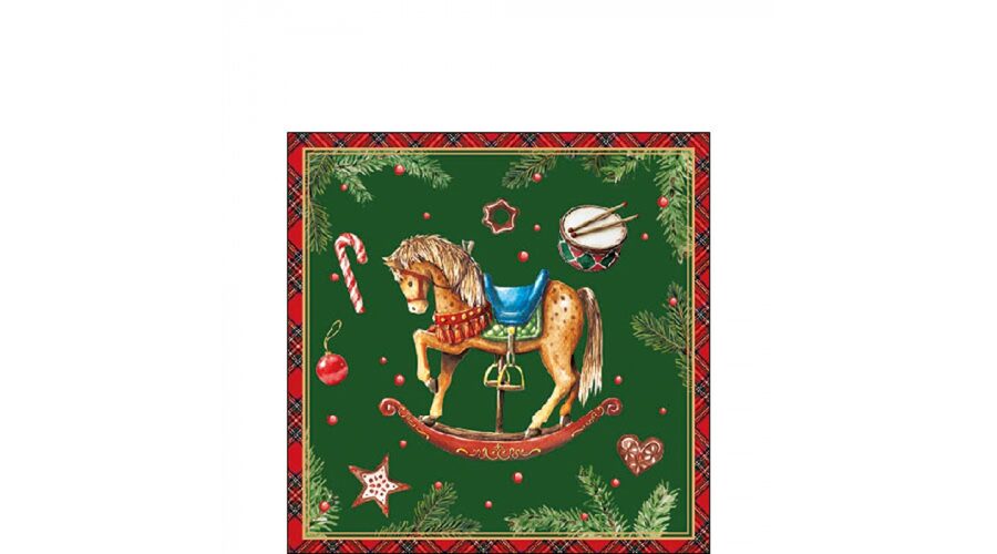 AMB.32520041 Classic rocking horse green papírszalvéta 25x25cm