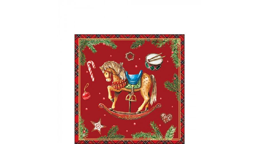 AMB.32520042 Classic rocking horse red papírszalvéta 25x25cm