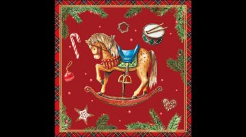 AMB.33320042 Classic rocking horse red papírszalvéta 33x33cm