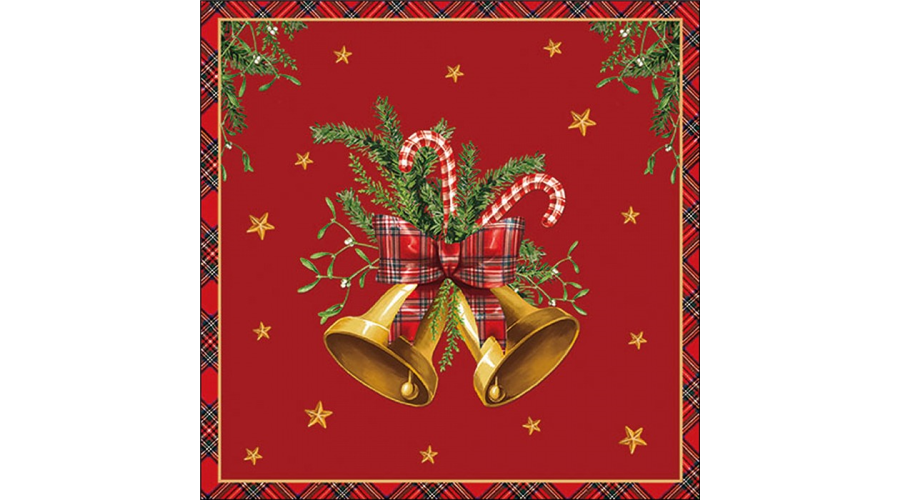 AMB.33320037 Scottish bells red papírszalvéta 33x33cm
