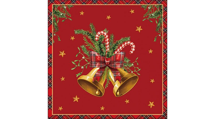 AMB.33320037 Scottish bells red papírszalvéta 33x33cm