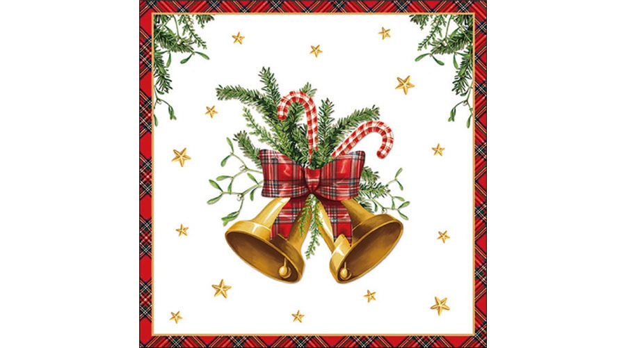 AMB.33320035 Scottish bells white papírszalvéta 33x33cm