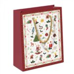 AMB.31214765 Ornaments all over red papír ajándéktáska 22x13x25cm