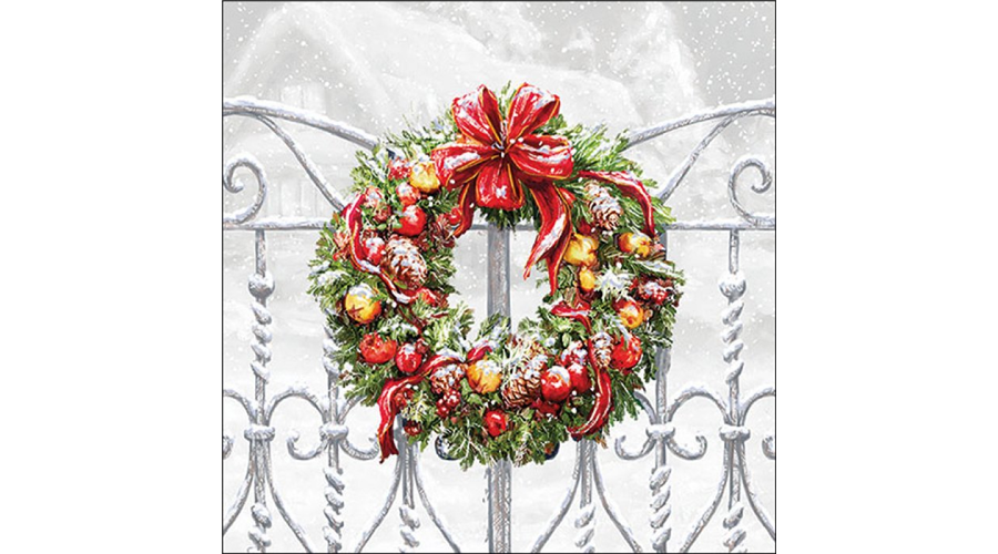 AMB.33320030 Wreath on fence papírszalvéta 33x33cm