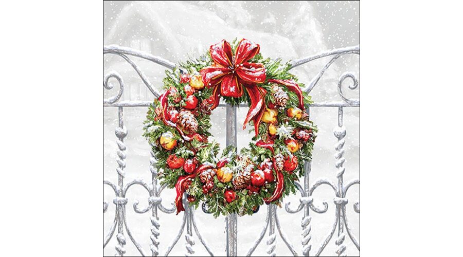 AMB.33320030 Wreath on fence papírszalvéta 33x33cm