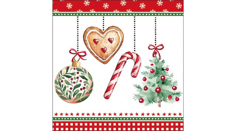 AMB.33320045 Ornaments on a cord white papírszalvéta 33x33cm