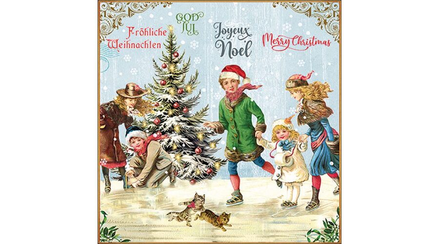 AMB.33320120 X-Mas on ice blue papírszalvéta 33x33cm