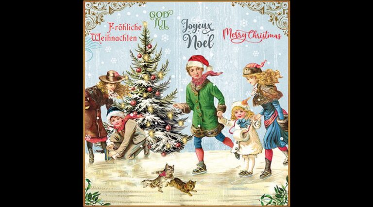 AMB.33320120 X-Mas on ice blue papírszalvéta 33x33cm