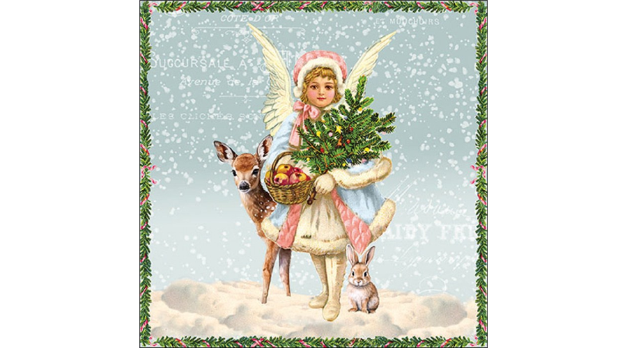 AMB.33320125 Snowy day blue papírszalvéta 33x33cm