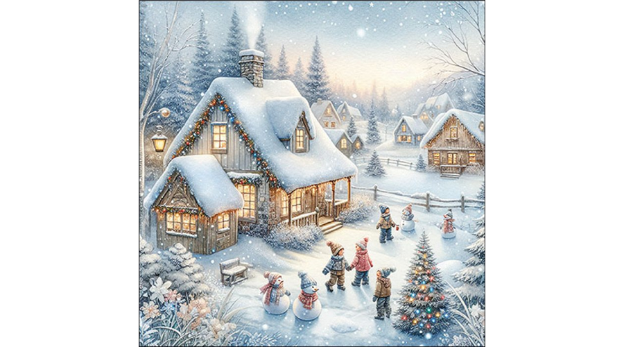 AMB.33320150 Winter in backyard papírszalvéta 33x33cm