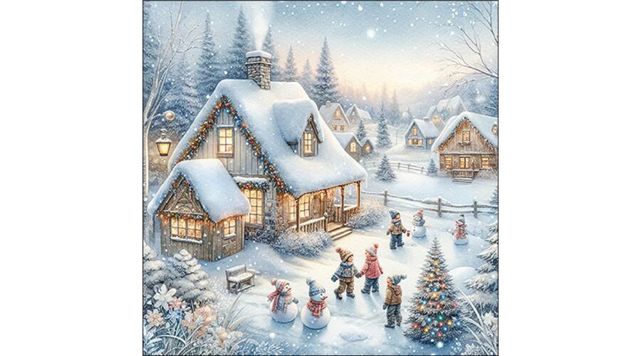 AMB.33320150 Winter in backyard papírszalvéta 33x33cm