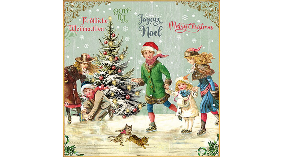 AMB.33320121 X-Mas on ice green papírszalvéta 33x33cm