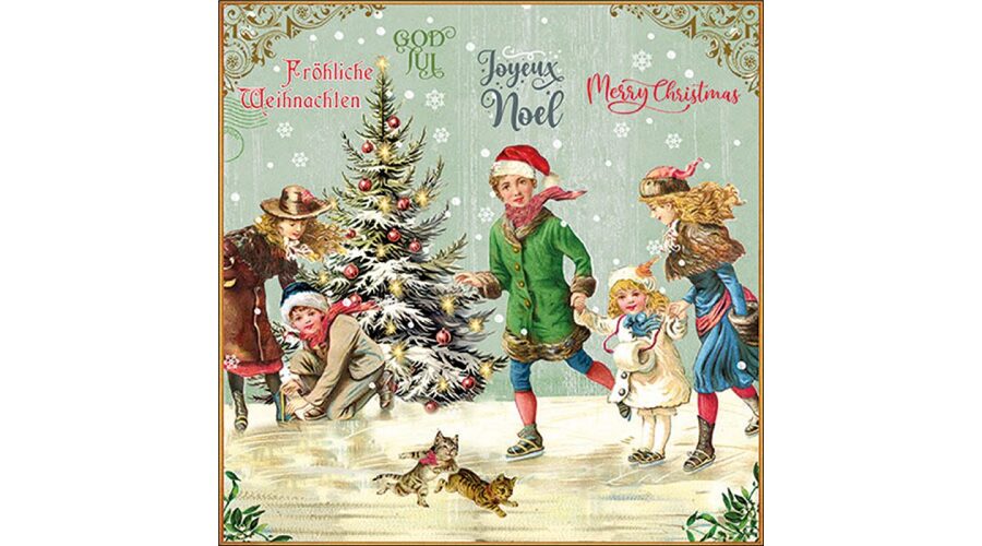 AMB.33320121 X-Mas on ice green papírszalvéta 33x33cm
